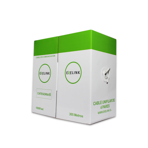 Exelink Caja de cable categoría 6 rollo de 305 metros UTP 4P 23AWG