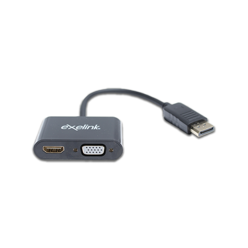 Exelink Adaptador 2 en 1 DP a HDMI+VGA